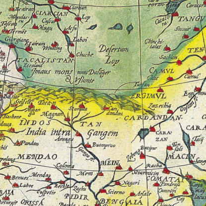 Quadro Mappa Storica Dell'Asia Con Dettagli Geografici E Stile Classico map51 quadro stampato su tela