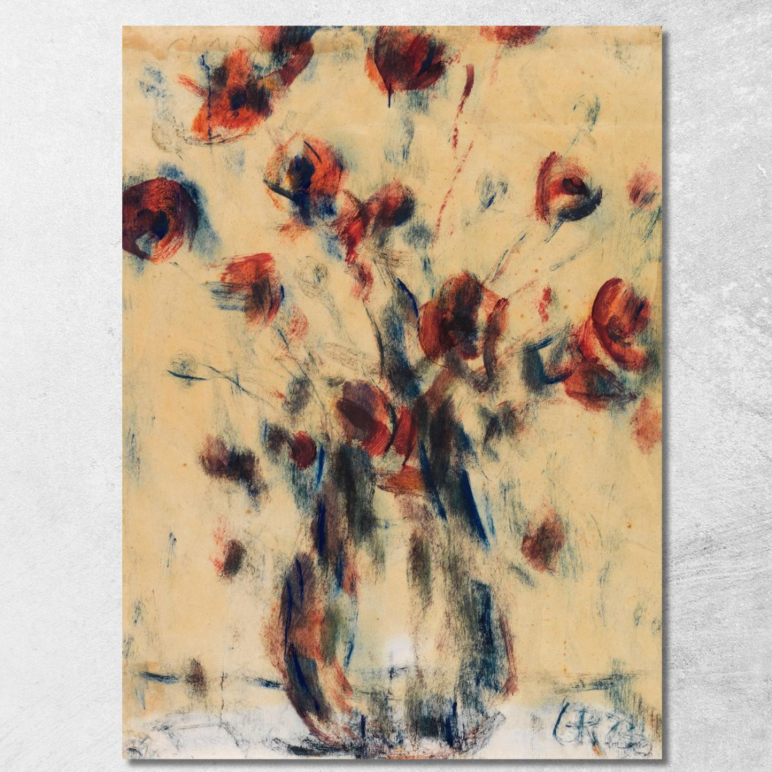 Papaveri In Vaso Blu Christian Rohlfs cro26 quadro stampato su tela Papaveri In Vaso Blu Christian Rohlfs cro26 quadro stampato su tela