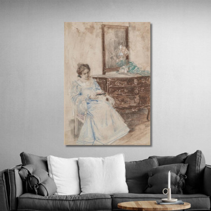 Donna Che Legge Eduard Veith evt12 quadro stampato su tela