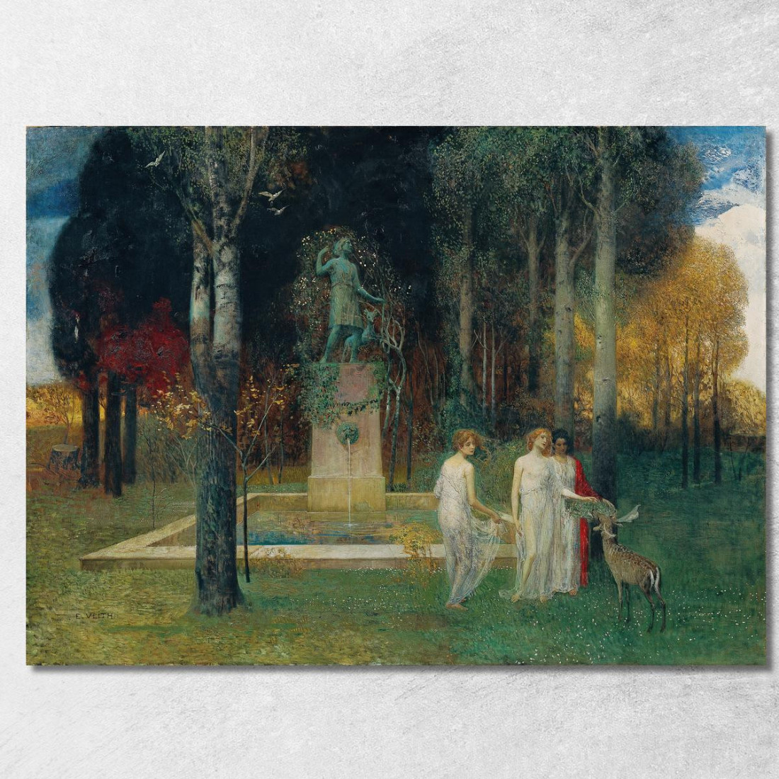 Ninfe Alla Fontana Eduard Veith evt16 quadro stampato su tela Ninfe Alla Fontana Eduard Veith evt16 quadro stampato su tela