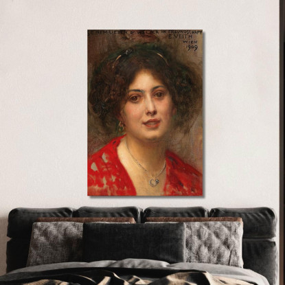 Ritratto Di Una Giovane Donna In Abito Rosso Eduard Veith evt18 quadro stampato su tela