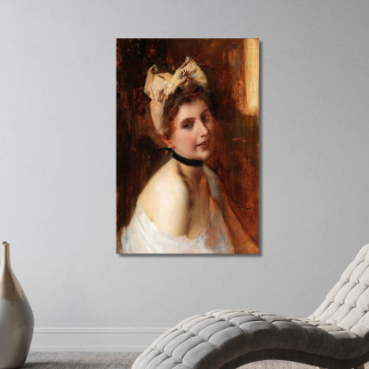 Ragazza Viennese Eduard Veith evt31 quadro stampato su tela