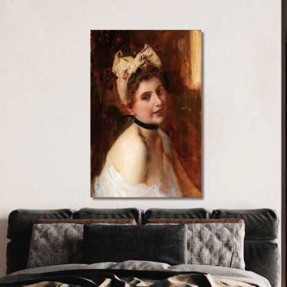 Ragazza Viennese Eduard Veith evt31 quadro stampato su tela