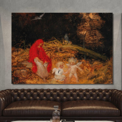 Donna Della Foresta E Amorini Eduard Veith evt32 quadro stampato su tela