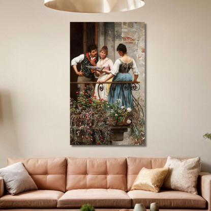 Un Ventaglio Preferito Eugen von Blaas evb3 quadro stampato su tela
