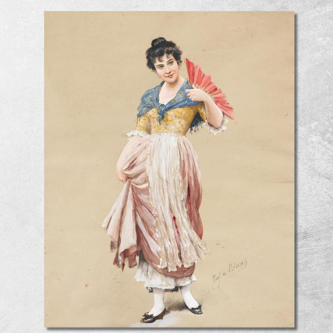 Una Giovane Dama Con Un Ventaglio Rosso 2 Eugen von Blaas evb15 quadro stampato su tela Una Giovane Dama Con Un Ventaglio Rosso 2 Eugen von Blaas evb15 quadro stampato su tela