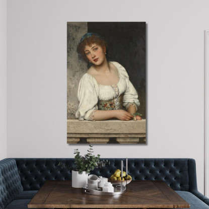 Ragazza Alla Finestra Eugen von Blaas evb33 quadro stampato su tela