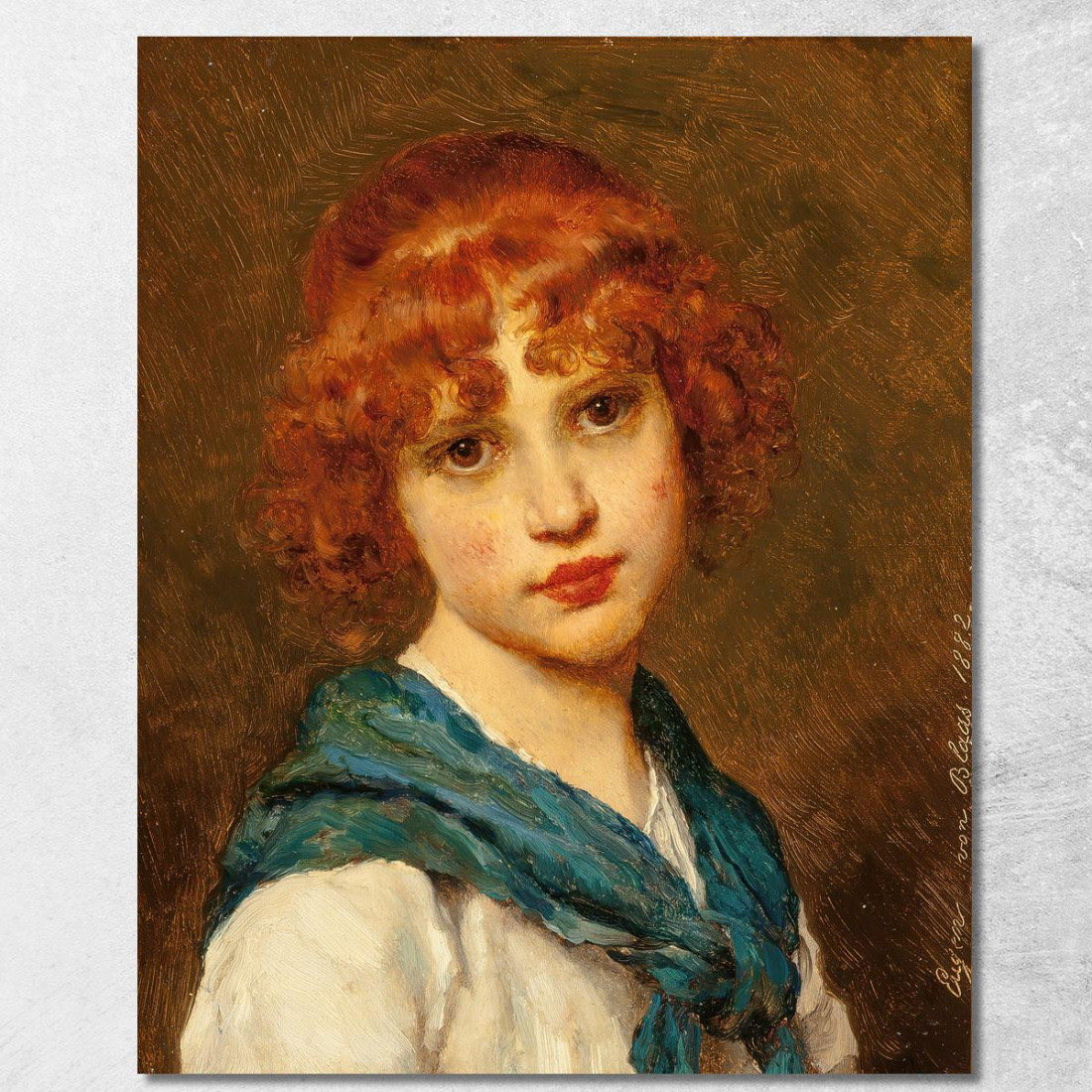 Ragazza Con Una Sciarpa Blu Eugen von Blaas evb35 quadro stampato su tela Ragazza Con Una Sciarpa Blu Eugen von Blaas evb35 quadro stampato su tela