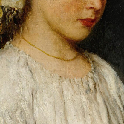 Ragazza Che Lavora A Maglia Con Fazzoletto Eugen von Blaas evb44 quadro stampato su tela