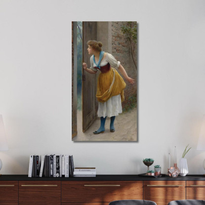 L’Ascoltatrice Indiscreta Eugen von Blaas evb62 quadro stampato su tela