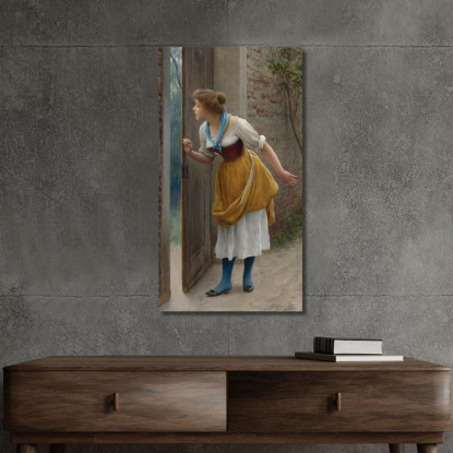 L’Ascoltatrice Indiscreta Eugen von Blaas evb62 quadro stampato su tela