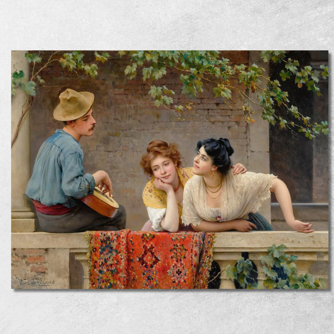 Il Mandolinista Eugen von Blaas evb69 quadro stampato su tela Il Mandolinista Eugen von Blaas evb69 quadro stampato su tela