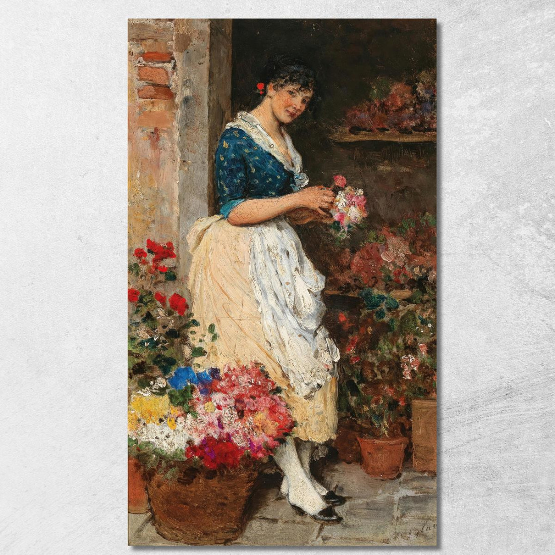 La Fioraia Veneziana Eugen von Blaas evb76 quadro stampato su tela La Fioraia Veneziana Eugen von Blaas evb76 quadro stampato su tela