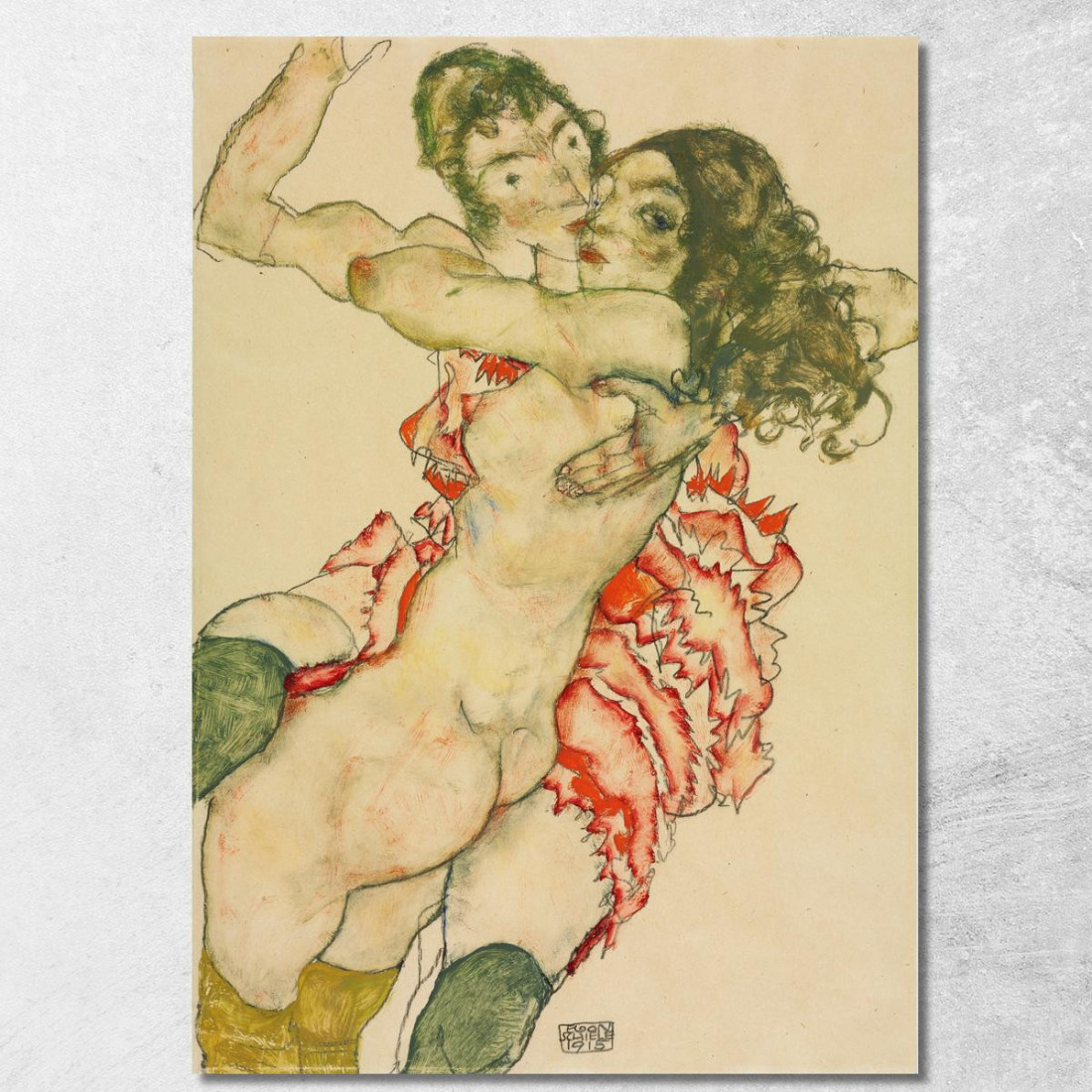 Due Donne Che Si Abbracciano Egon Schiele esh8 quadro stampato su tela Due Donne Che Si Abbracciano Egon Schiele esh8 quadro stampato su tela
