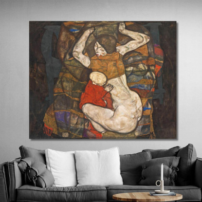 Giovane Madre Egon Schiele esh9 quadro stampato su tela