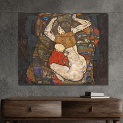 Giovane Madre Egon Schiele esh9 quadro stampato su tela