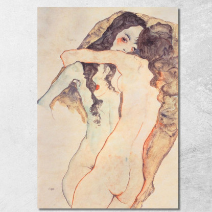 Due Donne Che Si Abbracciano Egon Schiele esh10 quadro stampato su tela