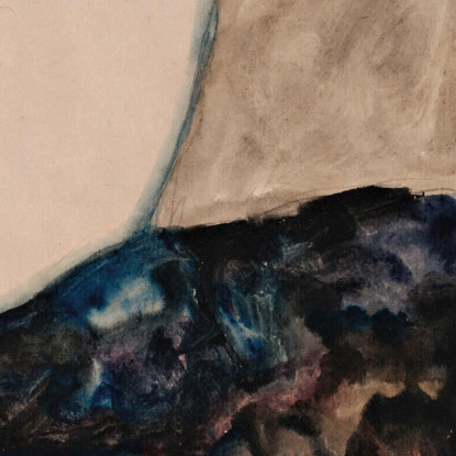Ragazza Dai Capelli Neri Con Gonna Sollevata Egon Schiele esh24 quadro stampato su tela