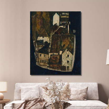 Città Morta Iii (Città Sul Fiume Blu Iii) Egon Schiele esh38 quadro stampato su tela