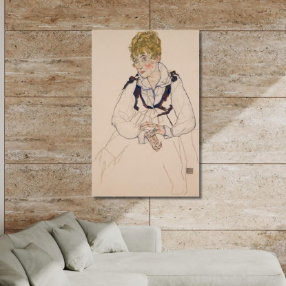La Moglie Dell'Artista Seduta (Edith Schiele) Egon Schiele esh42 quadro stampato su tela