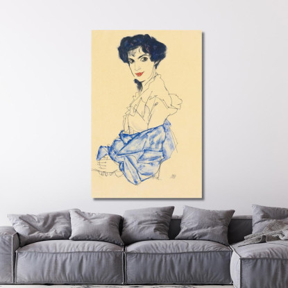 Elisabeth Lederer Seduta Con Le Mani Incrociate Egon Schiele esh49 quadro stampato su tela