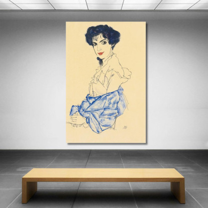 Elisabeth Lederer Seduta Con Le Mani Incrociate Egon Schiele esh49 quadro stampato su tela