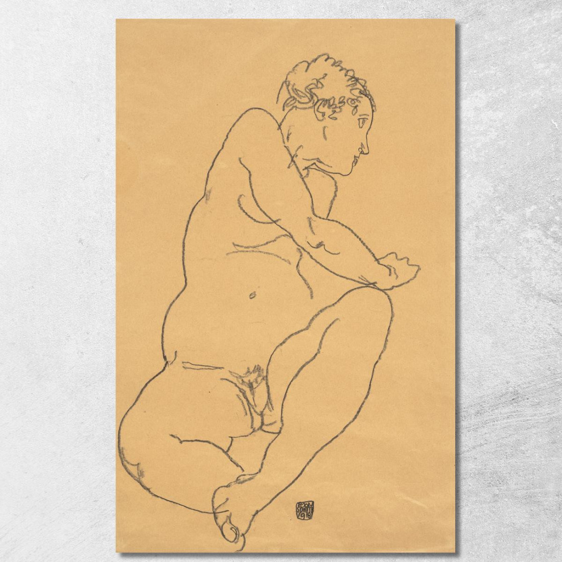 Nudo Femminile Piegato A Sinistra Egon Schiele esh51 quadro stampato su tela