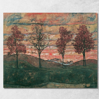 Quattro Alberi Egon Schiele esh52 quadro stampato su tela