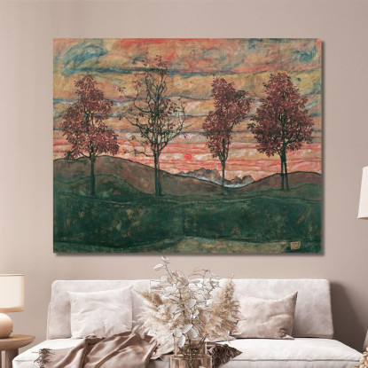 Quattro Alberi Egon Schiele esh52 quadro stampato su tela