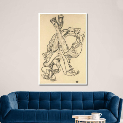 Ragazza Distesa Sulla Schiena Con Braccia E Gambe Incrociate Egon Schiele esh60 quadro stampato su tela