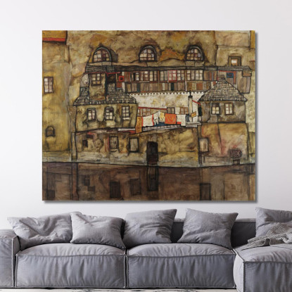 Parete Della Casa Sul Fiume Egon Schiele esh69 quadro stampato su tela