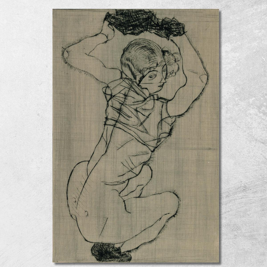 Accovacciata Egon Schiele esh74 quadro stampato su tela Accovacciata Egon Schiele esh74 quadro stampato su tela