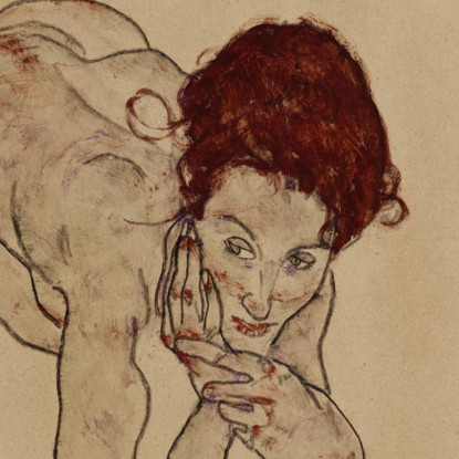 Nudo Femminile Accovacciato Egon Schiele esh75 quadro stampato su tela