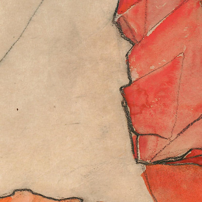 Donna Inginocchiata In Abito Arancione-Rosso Egon Schiele esh76 quadro stampato su tela