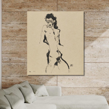 Nudo Maschile Autoritratto Egon Schiele esh91 quadro stampato su tela