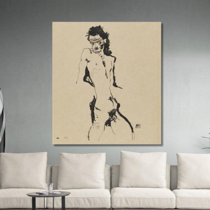 Nudo Maschile Autoritratto Egon Schiele esh91 quadro stampato su tela