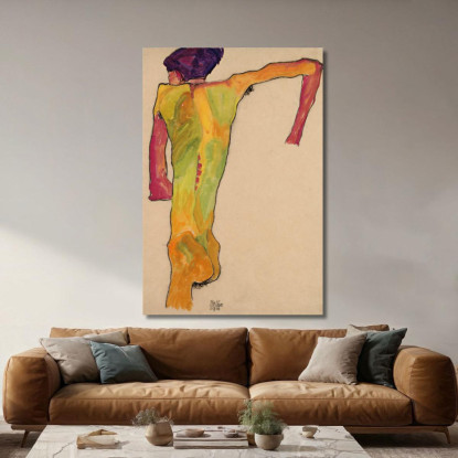 Nudo Maschile Sorreggendosi Egon Schiele esh92 quadro stampato su tela