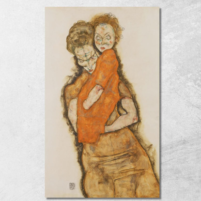 Madre E Figlio Egon Schiele esh97 quadro stampato su tela