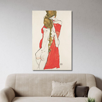 Madre E Figlia Egon Schiele esh98 quadro stampato su tela