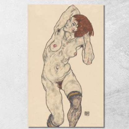 Nudo Con Calze Nere Egon Schiele esh107 quadro stampato su tela