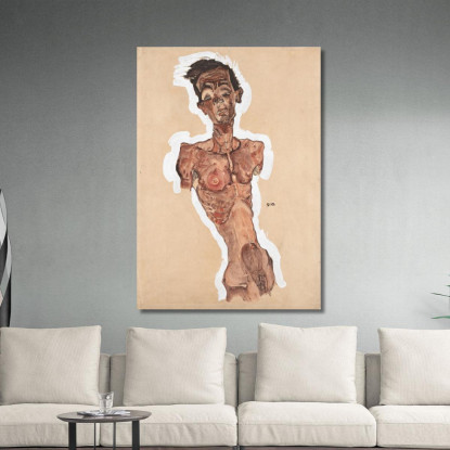 Autoritratto Nudo Egon Schiele esh108 quadro stampato su tela