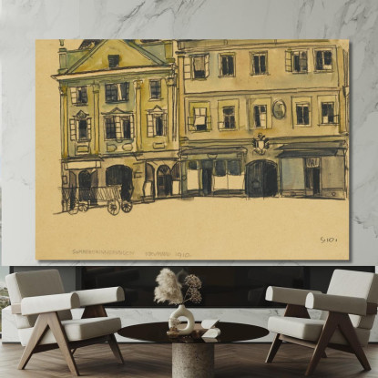 Piazza Del Mercato Krumau Egon Schiele esh138 quadro stampato su tela