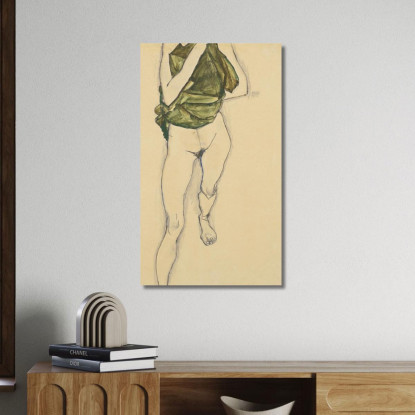 Torso In Camicia Verde Egon Schiele esh142 quadro stampato su tela