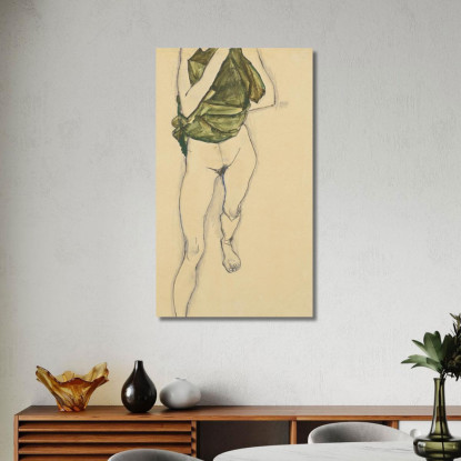 Torso In Camicia Verde Egon Schiele esh142 quadro stampato su tela