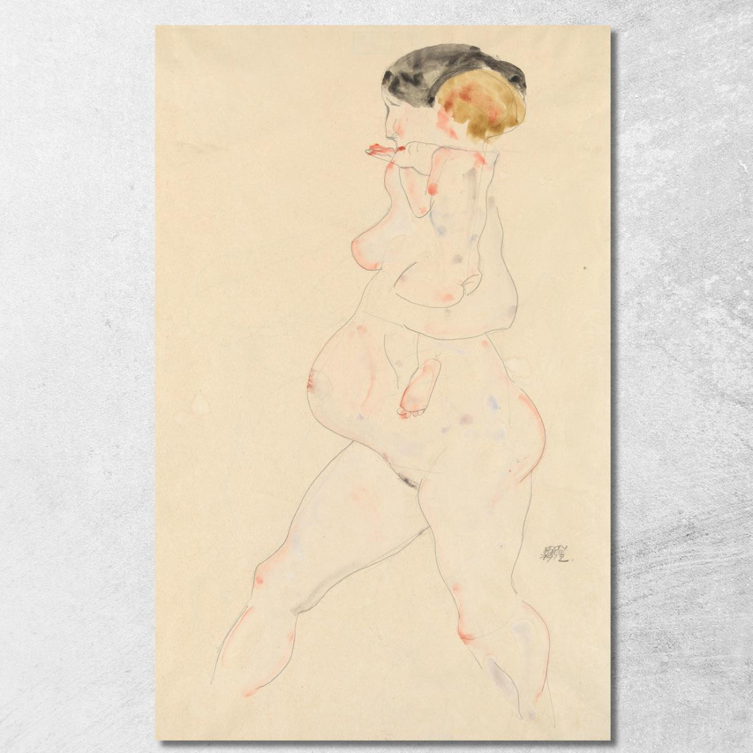 Donna Incinta Con Bambino In Braccio Egon Schiele esh143 quadro stampato su tela Donna Incinta Con Bambino In Braccio Egon Schiele esh143 quadro stampato su tela