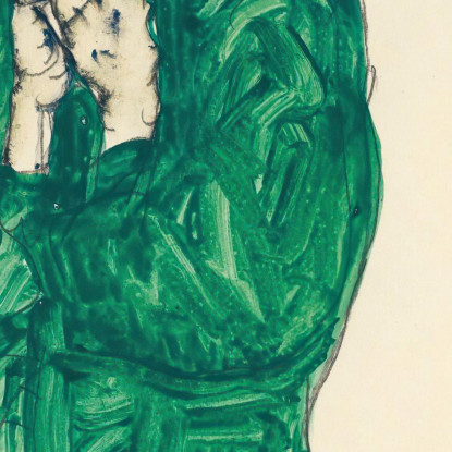 Autoritratto In Camicia Verde Con Occhi Chiusi Egon Schiele esh153 quadro stampato su tela