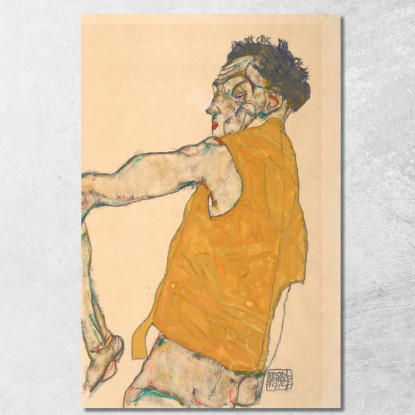 Autoritratto Con Gilet Giallo Egon Schiele esh154 quadro stampato su tela