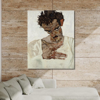 Autoritratto Con Testa Abbassata Egon Schiele esh157 quadro stampato su tela