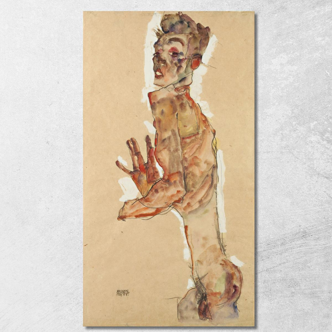 Autoritratto Con Dita Divaricate Egon Schiele esh158 quadro stampato su tela