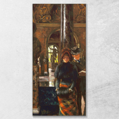 Visitatori Stranieri Al Louvre James Tissot jts154 quadro stampato su tela